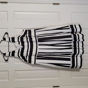 Modcloth black and white stripe Sleeveless fit and flair dress sz 4x Daisy